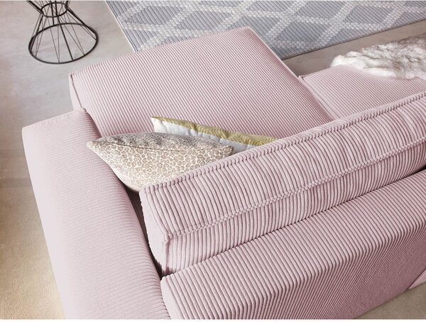Divano letto in velluto a coste rosa chiaro divano ad angolo variabile Nihad - Bobochic Paris