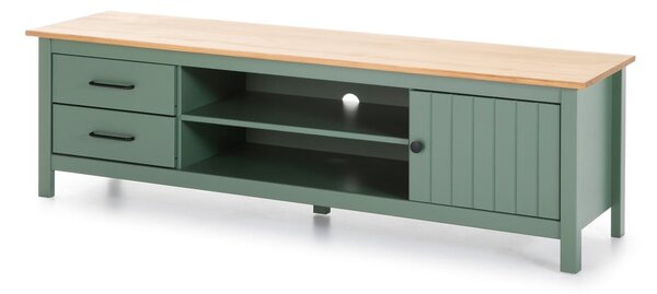 Tavolo TV in legno di pino di colore verde-naturale 158x47 cm Miranda - Marckeric