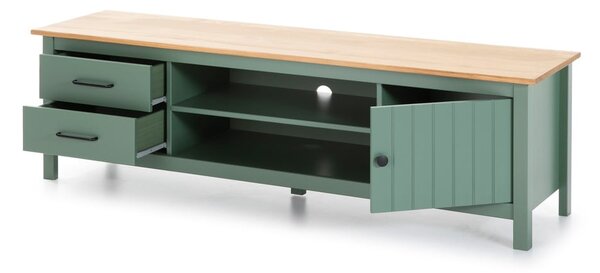 Tavolo TV in legno di pino di colore verde-naturale 158x47 cm Miranda - Marckeric