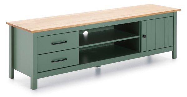 Tavolo TV in legno di pino di colore verde-naturale 158x47 cm Miranda - Marckeric