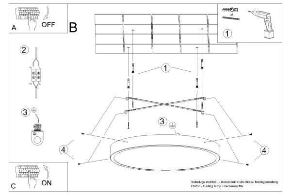 Sollux SL.1249 - Plafoniera ONYX LED, 48W/230V, diametro 60 cm, bianca