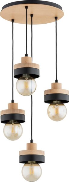 Lampadario a sospensione LARSO 4xE27/15W/230V nero/beige