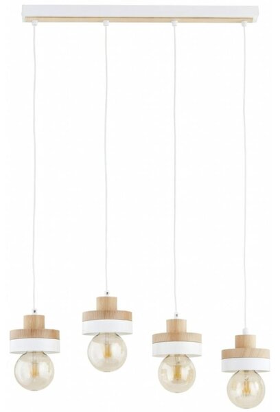 Lampadario a sospensione LARSO 4xE27/15W/230V bianco/beige