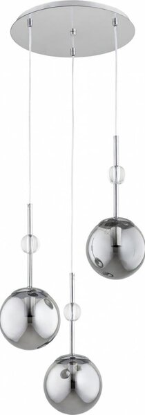 Lampadario a sospensione su cavo ARVENA 3xE14/10W/230V cromo lucido/nero/fumé