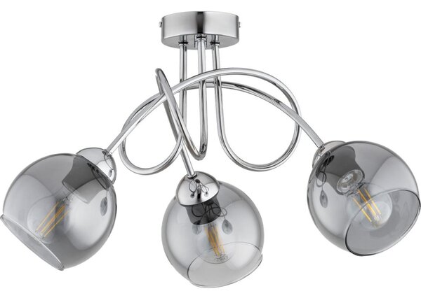 Lampadario a plafone ARMA 3xE27/15W/230V cromo lucido/nero/fumé