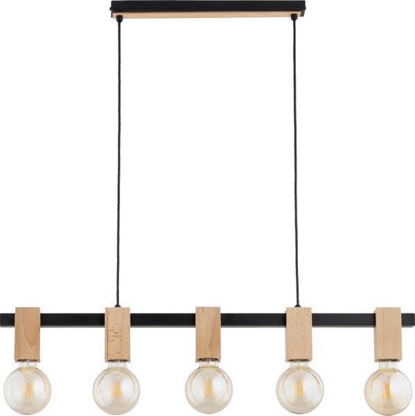 Lampadario a cavo MAXIM 5xE27/15W/230V nero/beige