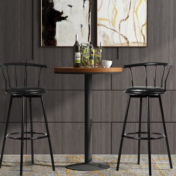 Costway Set di 2 sedie da bar con poggiapiedi Sgabello alto ergonomico, 102x39x39cm Nero