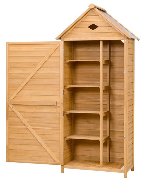 Costway Armadio da esterno per attrezzi in legno, Casetta da giardino 80x45x177cm