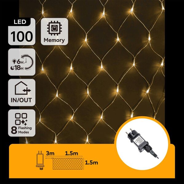 Aigostar - Catena LED natalizia da esterno 100xLED/8 funzioni 4,5x1,5m IP44 bianco caldo