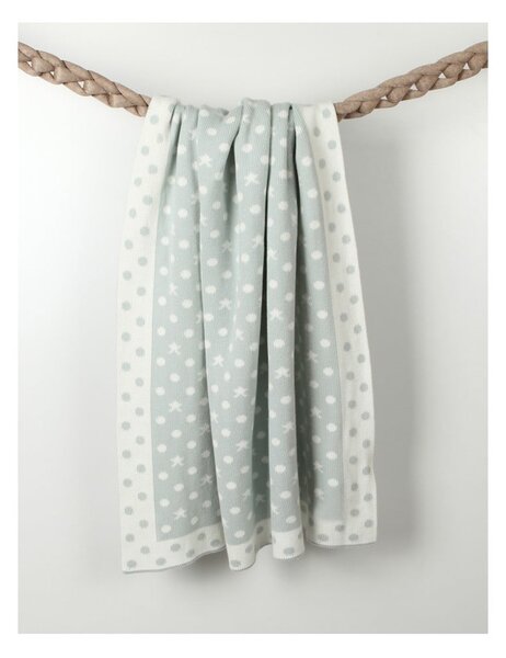 Coperta Baby Baby Dots in cotone azzurro, 90 x 90 cm - Homemania Decor