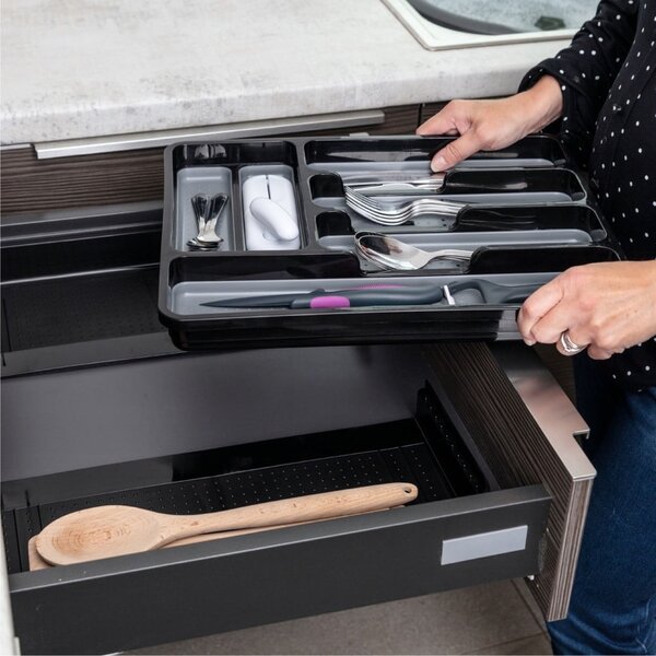 Credenza in plastica espandibile nera e grigia per cassetto 41,5 x 35 cm - Addis