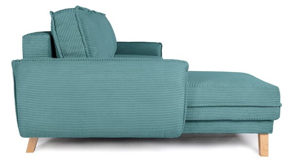 Divano letto ad angolo in velluto a coste turchese variabile Tori - Bonami Selection