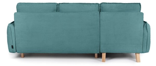 Divano letto ad angolo in velluto a coste turchese variabile Tori - Bonami Selection