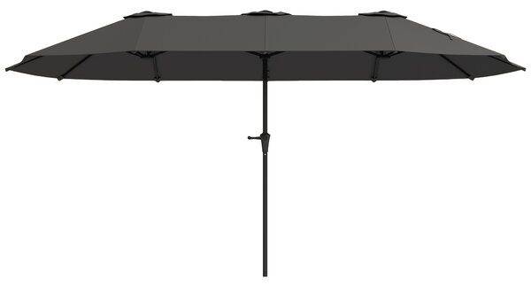 Outsunny Ombrellone Doppio con Prese d'Aria e Manovella, in Metallo e Poliestere, 4x2.2x2.34 m, Nero e Grigio Scuro