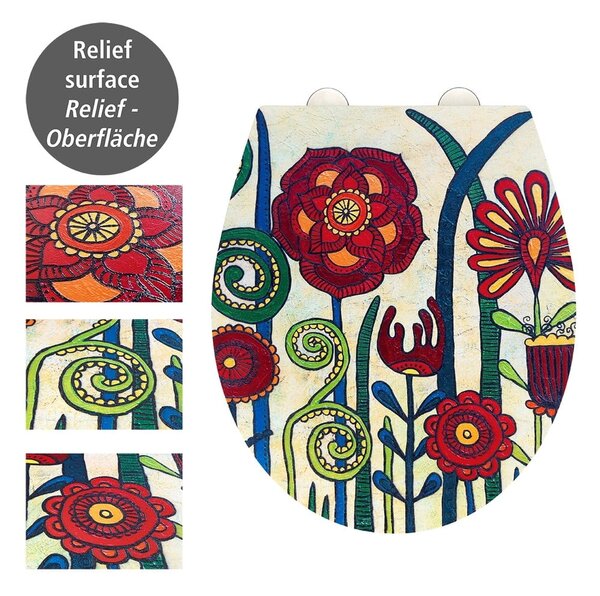 Sedile per wc con chiusura automatica 37 x 44,5 cm Rollin'Art Red Blossom - Wenko
