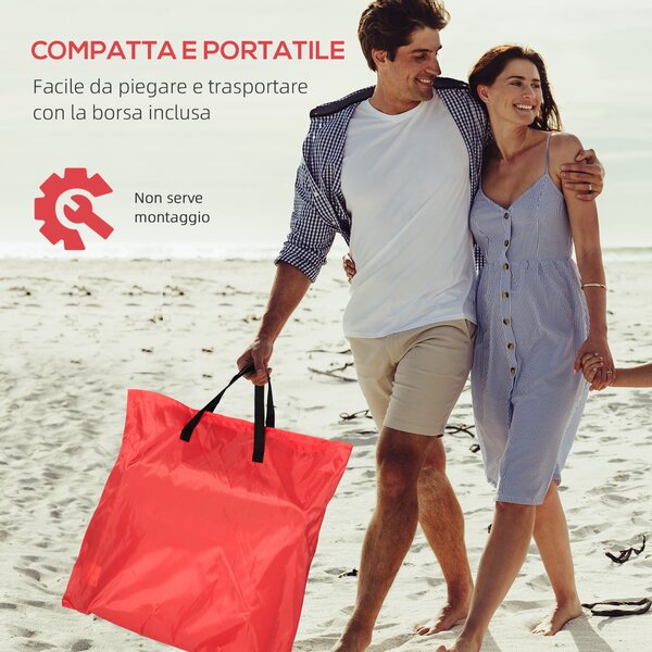 Outsunny Set 2 Lettini Spiaggia Pieghevoli con Schienale Regolabile a 5 Livelli e Borsa, Rosso