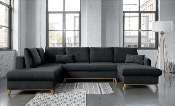 Divano letto a U grigio scuro, angolo sinistro Scandic Lagom - Miuform