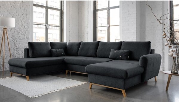 Divano letto a U grigio scuro, angolo sinistro Scandic Lagom - Miuform