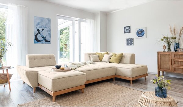 Divano letto angolare beige (angolo destro/"U") Dazzling Daisy - Miuform