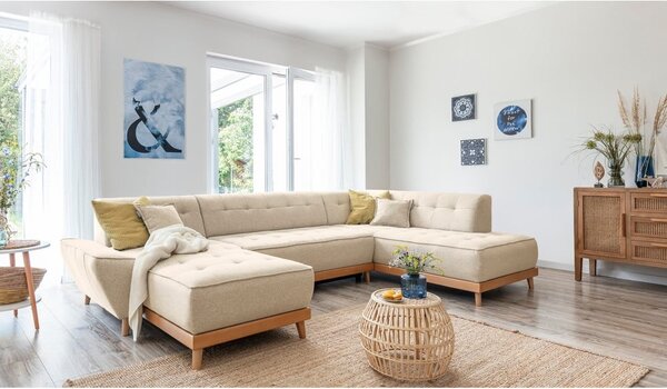 Divano letto angolare beige (angolo destro/"U") Dazzling Daisy - Miuform