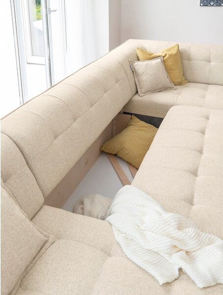 Divano letto angolare beige (angolo destro/"U") Dazzling Daisy - Miuform