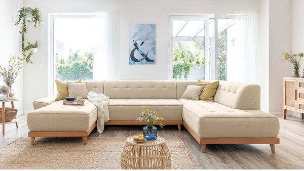 Divano letto angolare beige (angolo destro/"U") Dazzling Daisy - Miuform