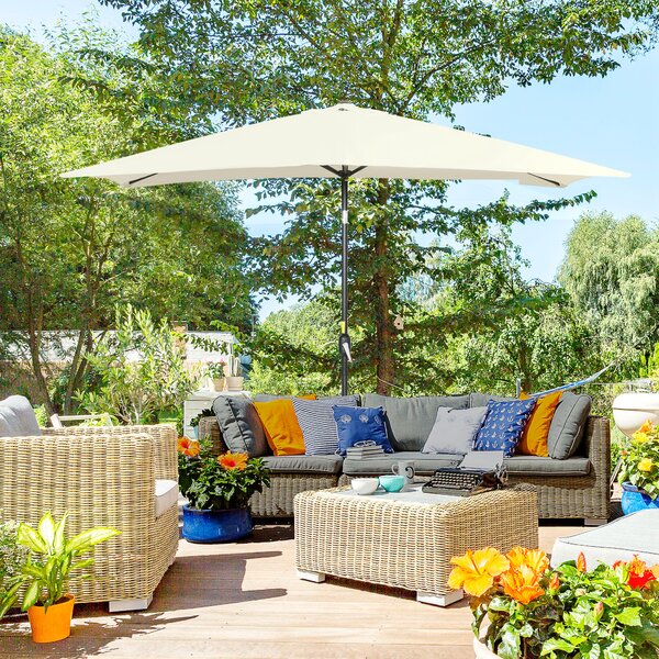 Outsunny Ombrellone da Giardino Rettangolare in Alluminio, Metallo e Poliestere con Angolo Regolabile, 195x295x240 cm