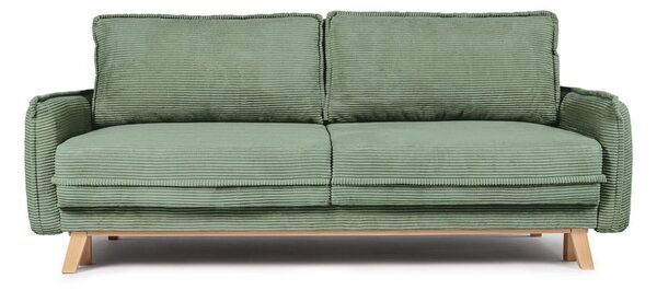 Divano verde chiaro allungabile/con contenitore con rivestimento in velluto a coste 218 cm Tori – Bonami Selection