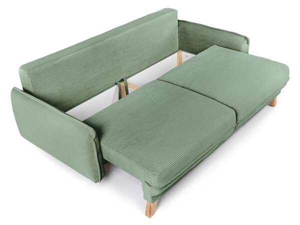 Divano verde chiaro allungabile/con contenitore con rivestimento in velluto a coste 218 cm Tori – Bonami Selection