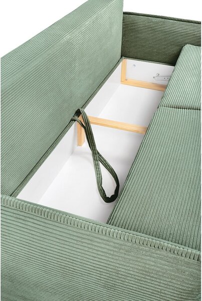 Divano verde chiaro allungabile/con contenitore con rivestimento in velluto a coste 218 cm Tori – Bonami Selection
