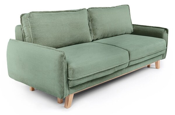 Divano verde chiaro allungabile/con contenitore con rivestimento in velluto a coste 218 cm Tori – Bonami Selection