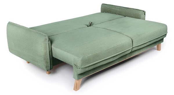 Divano verde chiaro allungabile/con contenitore con rivestimento in velluto a coste 218 cm Tori – Bonami Selection