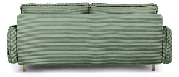 Divano verde chiaro allungabile/con contenitore con rivestimento in velluto a coste 218 cm Tori – Bonami Selection