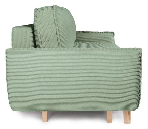 Divano verde chiaro allungabile/con contenitore con rivestimento in velluto a coste 218 cm Tori – Bonami Selection