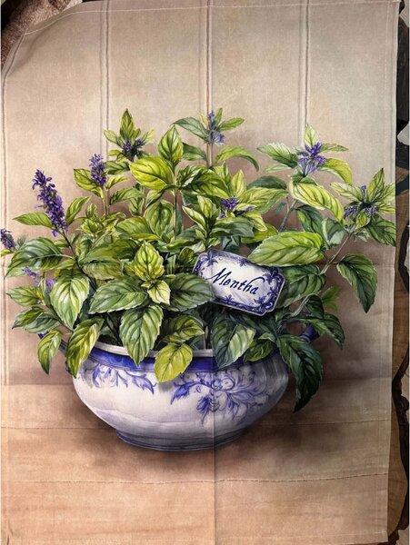 Strofinaccio da cucina in cotone con stampa digitale di erbe aromatiche MIGU24-5 50x70 cm