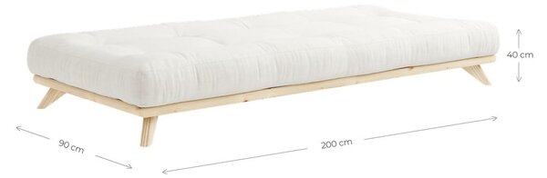 Letto singolo in legno di pino con griglia 90x200 cm Senza - Karup Design