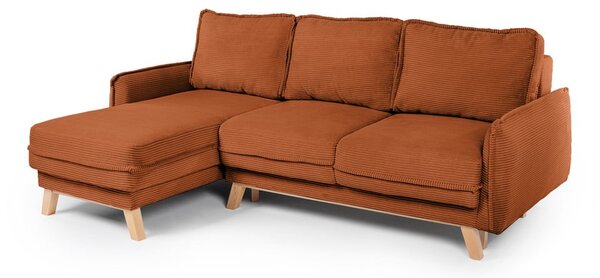 Divano letto ad angolo in velluto a coste arancione variabile Tori - Bonami Selection