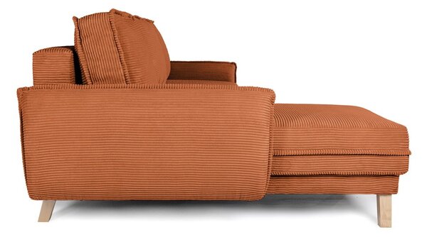 Divano letto ad angolo in velluto a coste arancione variabile Tori - Bonami Selection