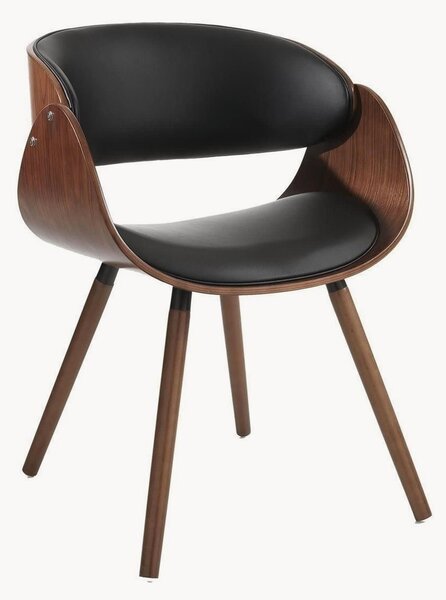 Sedia con braccioli in similpelle effetto legno Visby Evo