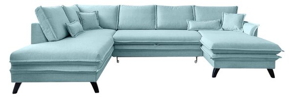 Divano letto a U azzurro, angolo sinistro Charming Charlie - Miuform