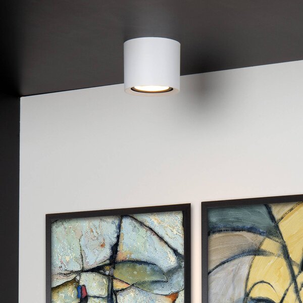 Lucide Faretto da soffitto Fedler, Ø 12 cm, bianco, dimmerabile, alluminio dimmerabile, Bianco / Opale, Soggiorno / Sala da pranzo, Alluminio