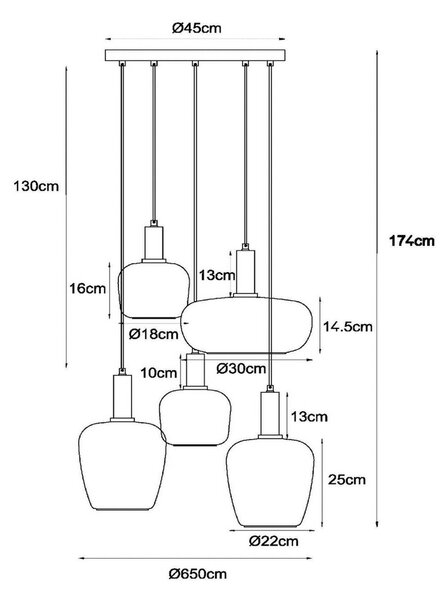 Lucide Lampada a sospensione in vetro Ilona, dimmerabile, Crema / Ambra, Soggiorno / Sala da pranzo, Vetro, Lampada a sospensione