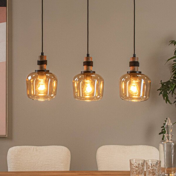 Lucide Lampada a sospensione in vetro Ilona, dimmerabile, Crema / Ambra, Soggiorno / Sala da pranzo, Vetro, Lampada a sospensione