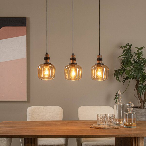 Lucide Lampada a sospensione in vetro Ilona, dimmerabile, Crema / Ambra, Soggiorno / Sala da pranzo, Vetro, Lampada a sospensione