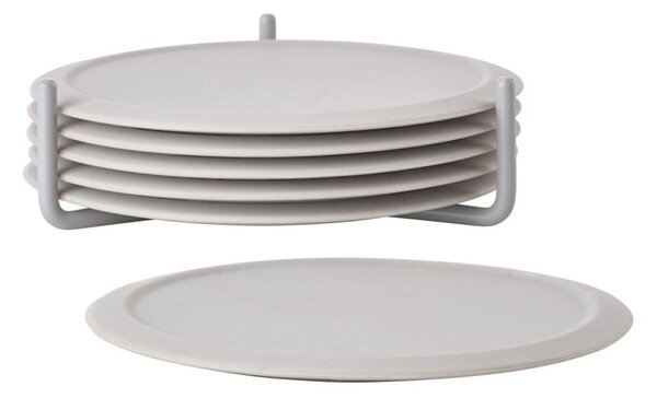 Sottobicchieri in silicone grigio chiaro in set da 6 con supporto Singles - Zone