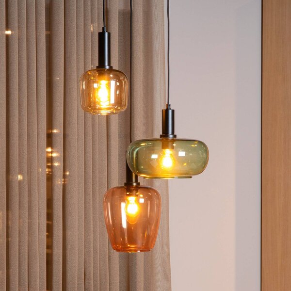 Lucide Lampada a sospensione in vetro Ilona, dimmerabile, Crema / Ambra, Soggiorno / Sala da pranzo, Vetro, Lampada a sospensione