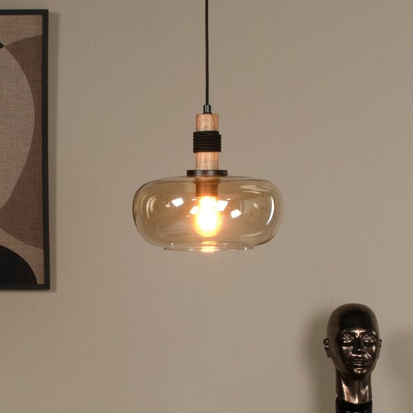 Lucide Lampada a sospensione in vetro Ilona, dimmerabile, Crema / Ambra, Soggiorno / Sala da pranzo, Vetro, Lampada a sospensione
