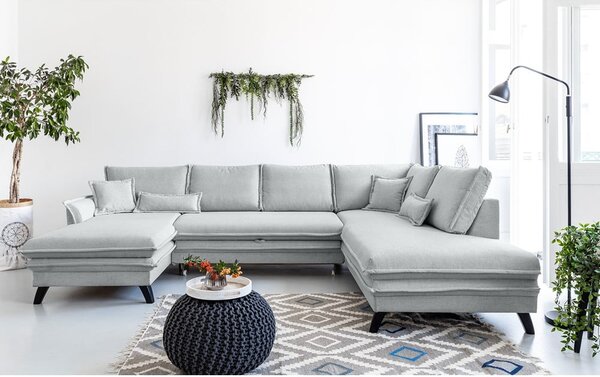 Divano letto a U grigio chiaro, angolo destro Charming Charlie - Miuform
