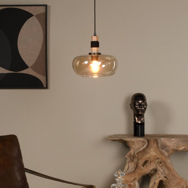 Lucide Lampada a sospensione in vetro Ilona, dimmerabile, Crema / Ambra, Soggiorno / Sala da pranzo, Vetro, Lampada a sospensione
