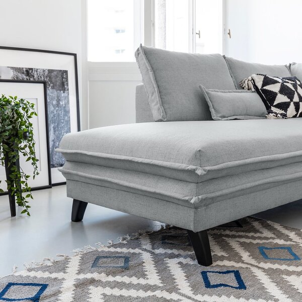 Divano letto a U grigio chiaro, angolo sinistro Charming Charlie - Miuform